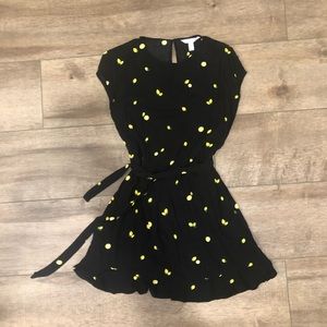 POPSUGAR Girls Dress Lemon Print Black Yellow.
